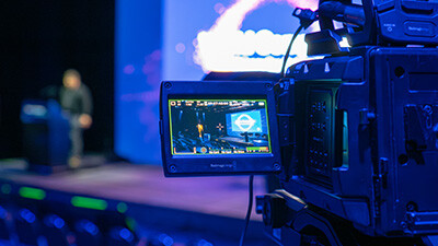 Professional camera capturing the virtual blockchain assembly