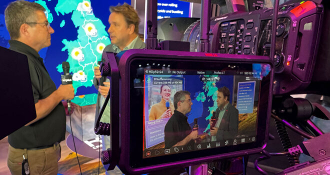 KitPlus interviewing through a camera preview screen